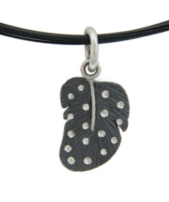 Pendant with necklace*, guinea fowl feather: 925 Sterling Silver