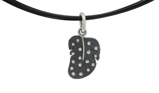 Pendant with necklace*, guinea fowl feather: 925 Sterling Silver