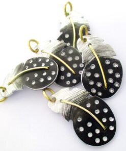 Pendant small  Guinea fowl feather Natural