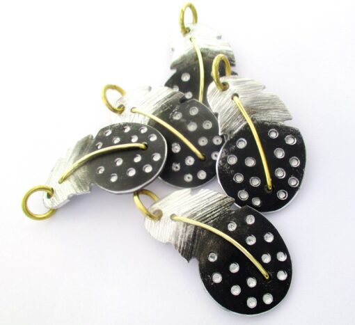 Pendant small  Guinea fowl feather Natural