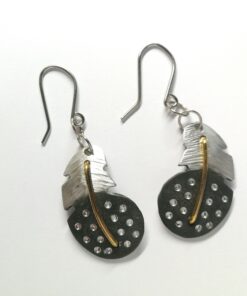 Earrings Guinea fowl feather Natural