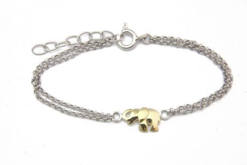 Bracelet elephant: 375 Gold (9ct), 925 Sterling Silver