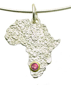 Pendant with necklace*, small size Africa:  925 Sterling Silver, 750 Gold (18ct), 3 mm Rhodolite* (garnet)