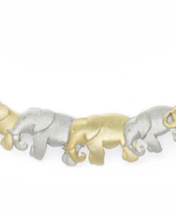 Pendant with 925 silver Omega necklace (adjustable length between 42 and 45 cm), elephant family: 375 Gold (9ct), 925 Sterling Silver