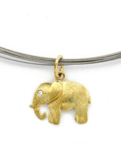 Pendant with necklace*, elephant: 375 Gold (9ct), diamond (Ø 1.4 mm, I-J, si)