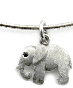 Pendant with necklace*, elephant: 925 Sterling Silver, black diamond (Ø 1.4 mm)