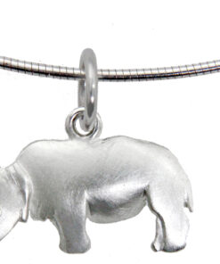 Pendant with necklace*, rhino: 925 Sterling Silver, diamond (Ø 1.4 mm, I-J, si)