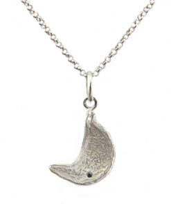 Pendant with necklace*, small camelthorn tree seed pod:  925 Sterling Silver,  black diamond (Ø 1.4 mm)
