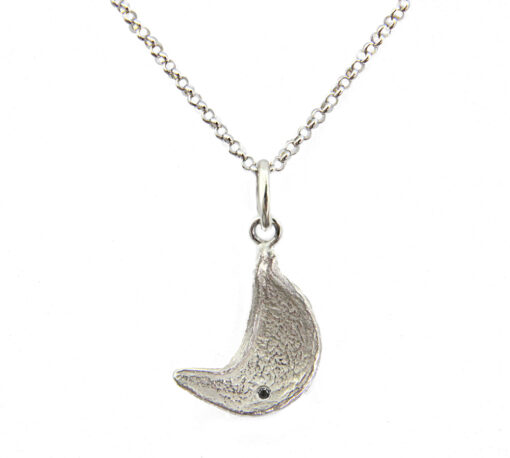Pendant with necklace*, small camelthorn tree seed pod:  925 Sterling Silver,  black diamond (Ø 1.4 mm)