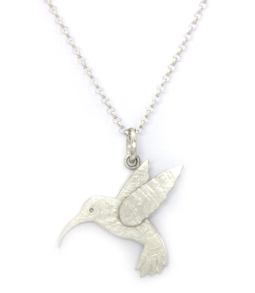 Pendant with necklace*, sunbird / sugarbird / humming bird / colibri: 925 Sterling Silver