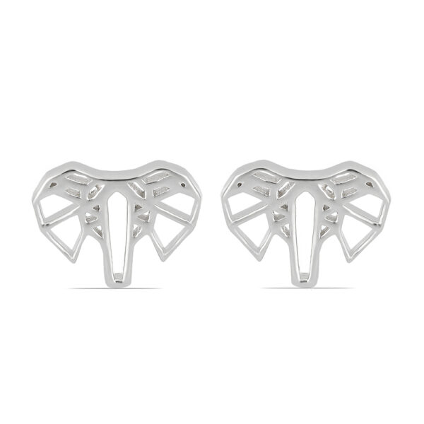 SBE0008 Elephant Face Origami front Silver