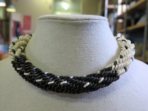 Black & White Beaded Twist Necklace