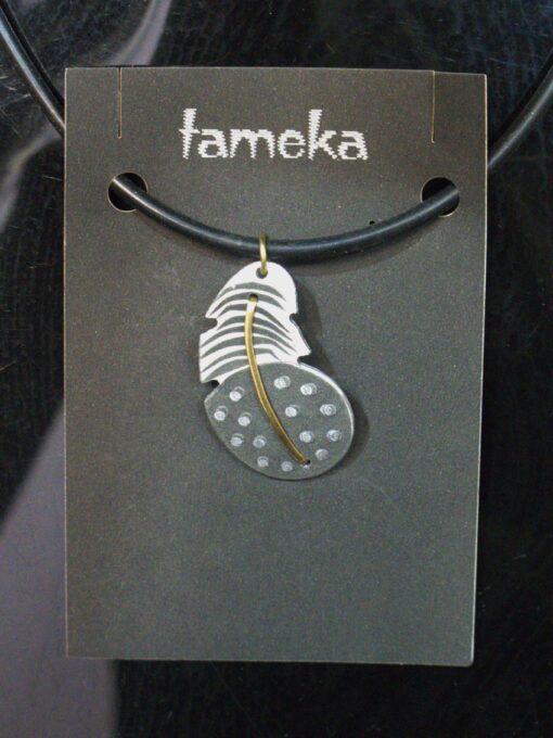 Guinea Fowl Feather Pendant