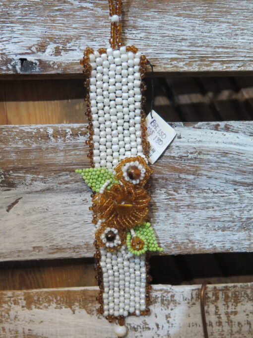 Beaded Cuff Bracelet w/ Flower