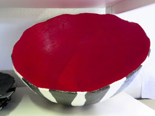 Black, White & Red Papier-mâché Bowl