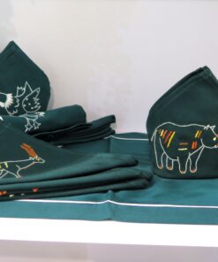 Embroidered Serviettes (Dark Teal)