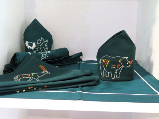 Embroidered Serviettes (Dark Teal)