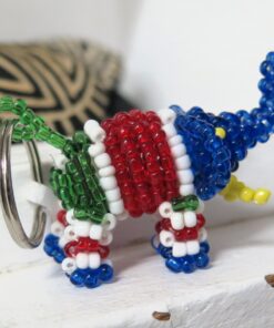 Beaded Namibian Flag Elephant Keychain