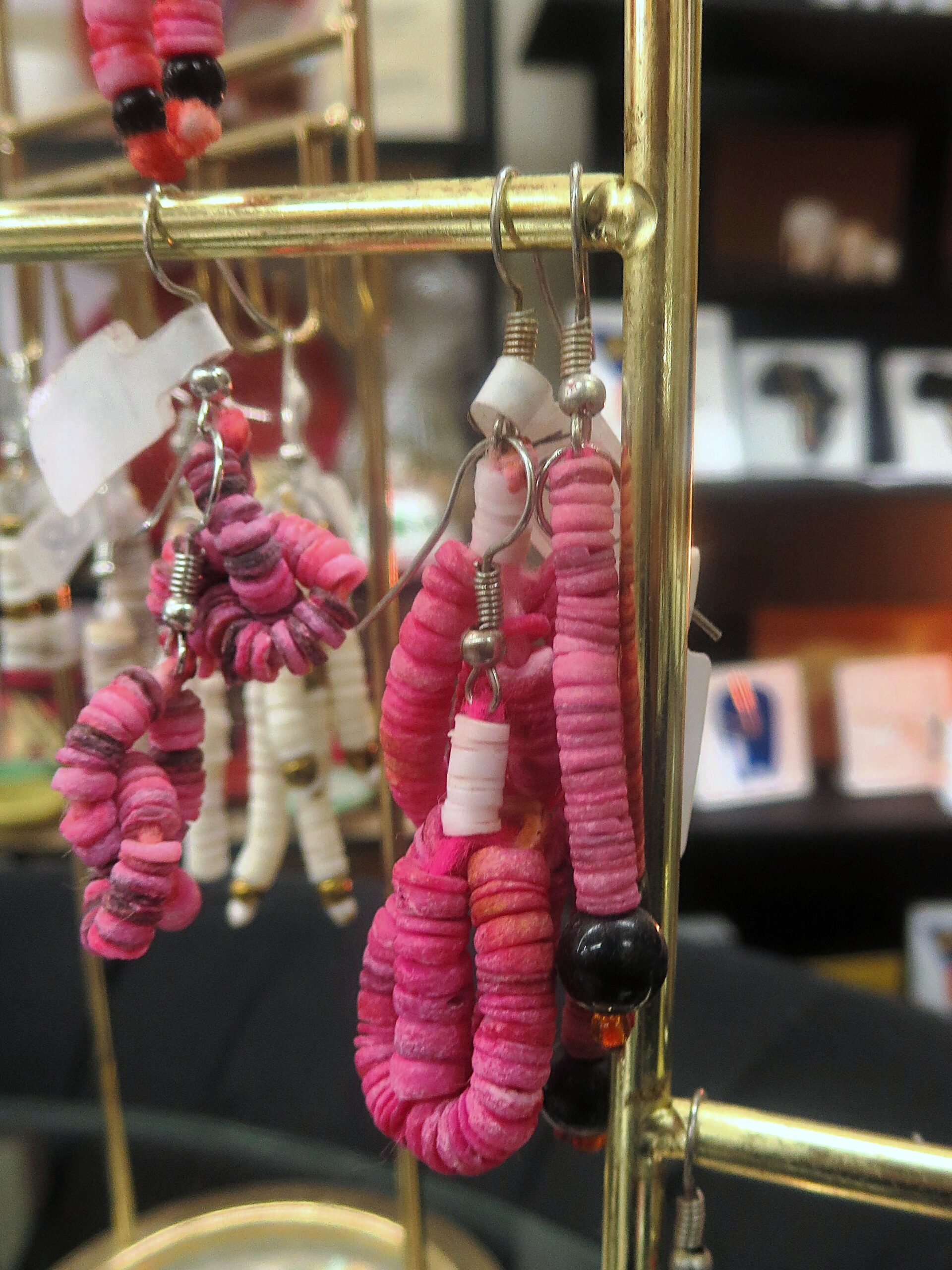 Beaded Traditional Earrings (Pink)