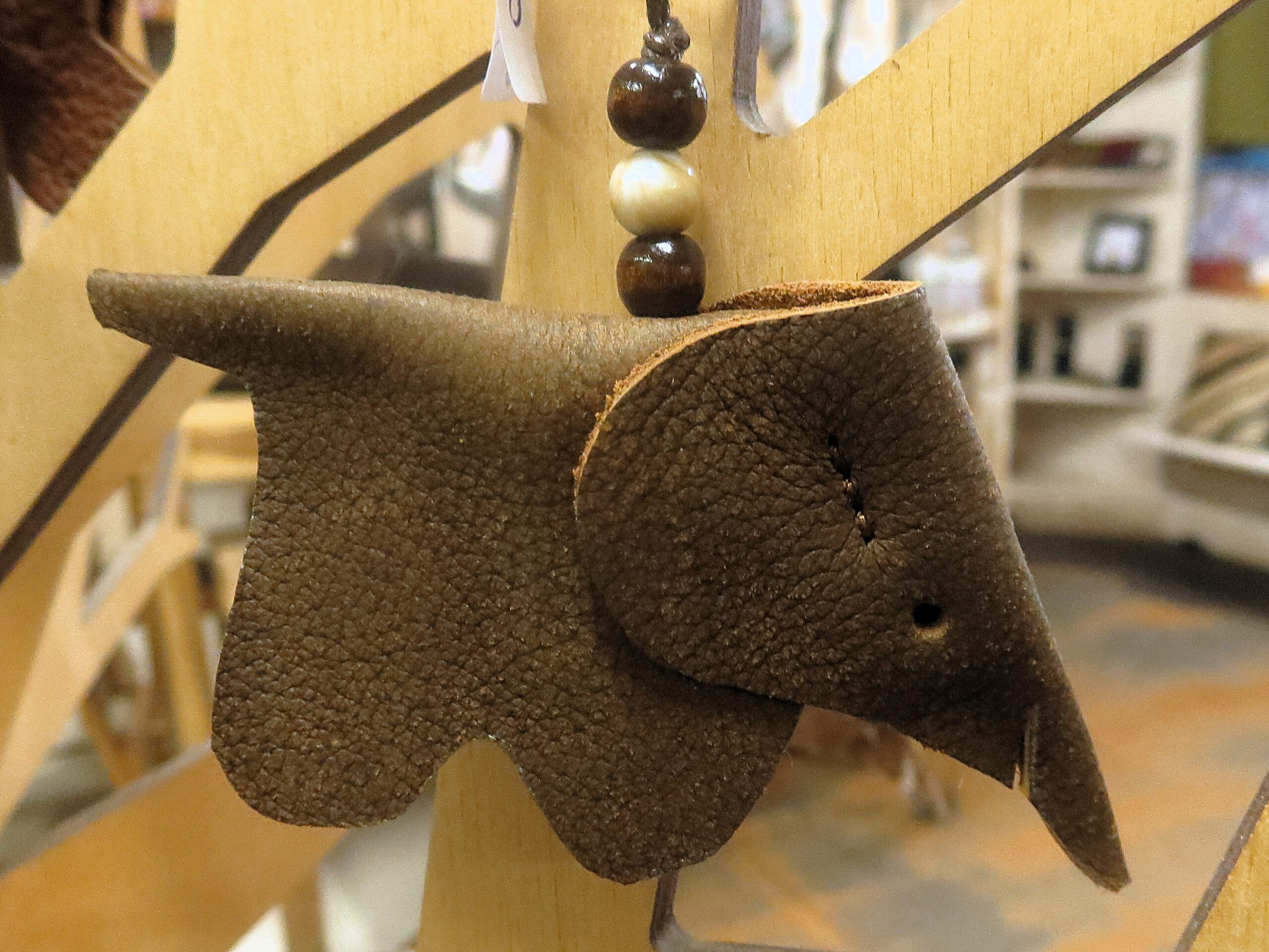 Leather Elephant Keychain