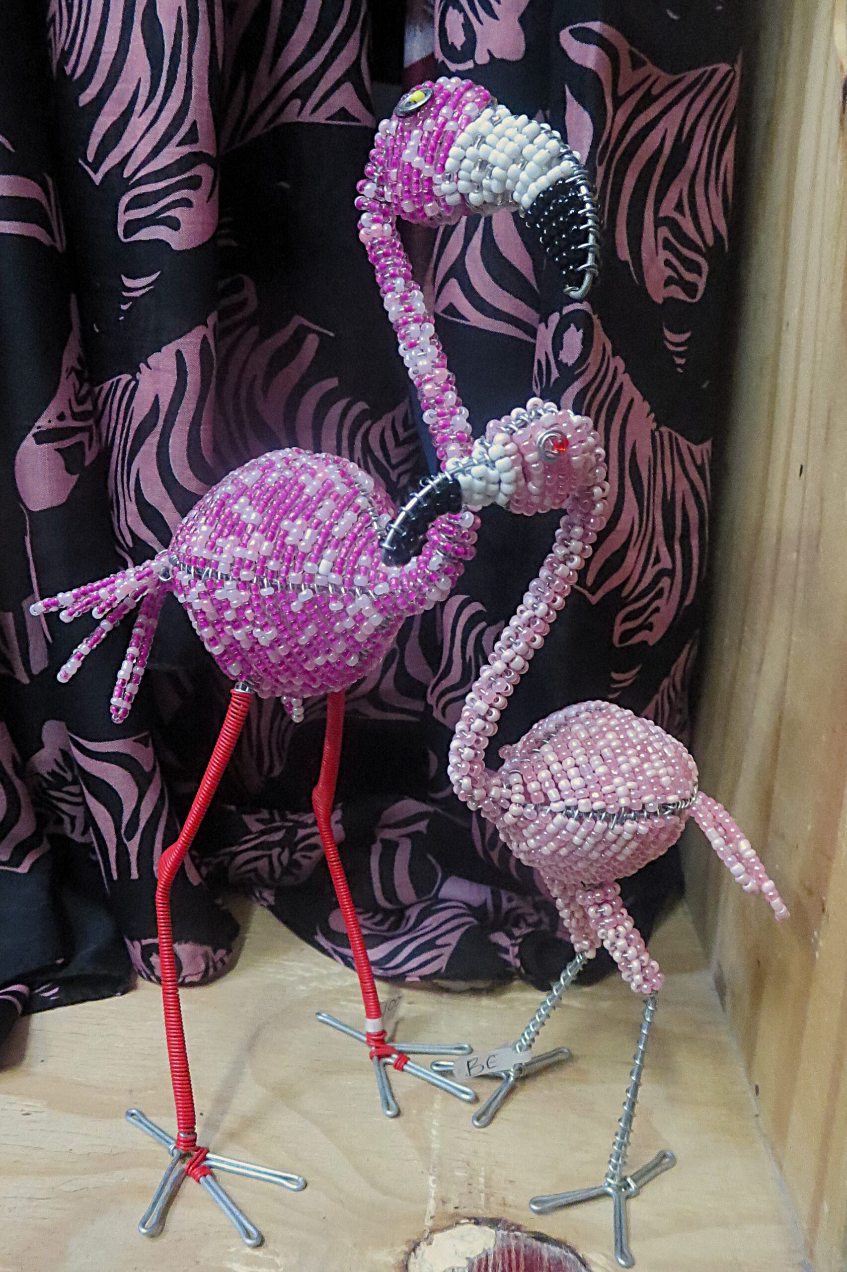 Beaded Flamingoes