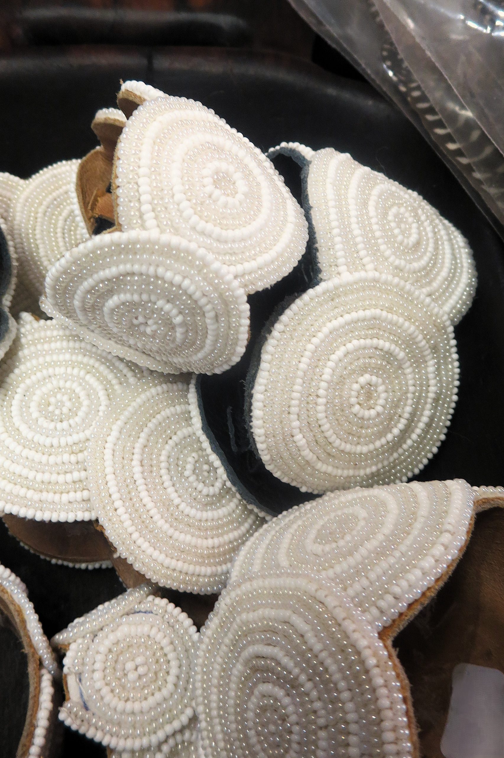 Beaded Circle Cuffs (White & Cream)